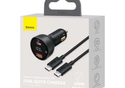 100 Watt Car Charger USB C and USB
